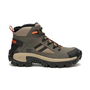 Khaki Men's Caterpillar Invader Mid Vent Composite Toe Work Boots | 059764-QKB