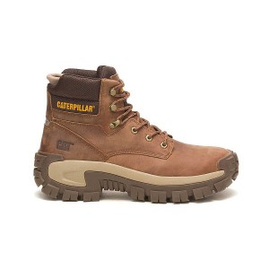 Light / Brown Men's Caterpillar Invader Hi Steel Toe Work Boots | 395401-EJN