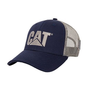 Navy Men's Caterpillar Cat Logo Flag Hats | 197236-XWY