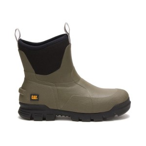 Olive Men's Caterpillar Stormers 6" Rubber Boots | 082491-IDG