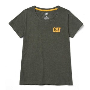 Olive Women's Caterpillar Trademark Tee T-Shirt | 714298-CPQ