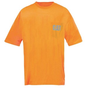 Orange Men's Caterpillar Hi-Vis Trademark Pocket Tee T-Shirt | 169475-CQZ