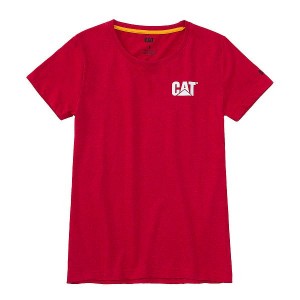 Red Women's Caterpillar Trademark Tee T-Shirt | 364089-ZLV