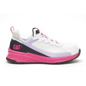 White / Black Women's Caterpillar Streamline Runner Carbon Composite Toe Work Shoes | 813254-KBQ