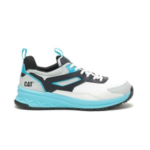 White / Blue Men's Caterpillar Streamline Runner Carbon Composite Toe Work Shoes | 652780-PAQ