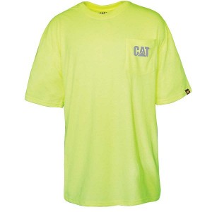 Yellow Men's Caterpillar Hi-Vis Trademark Pocket Tee T-Shirt | 306257-DNS