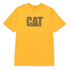 Yellow Men's Caterpillar Original Fit Logo Tee T-Shirt | 256401-DTI