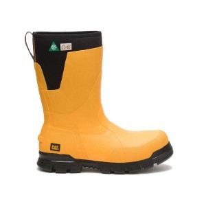 Yellow Men's Caterpillar Stormers 11" Steel Toe CSA Rubber Boots | 245083-PMZ