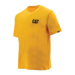 Yellow Men's Caterpillar Trademark Tee T-Shirt | 425736-LFS