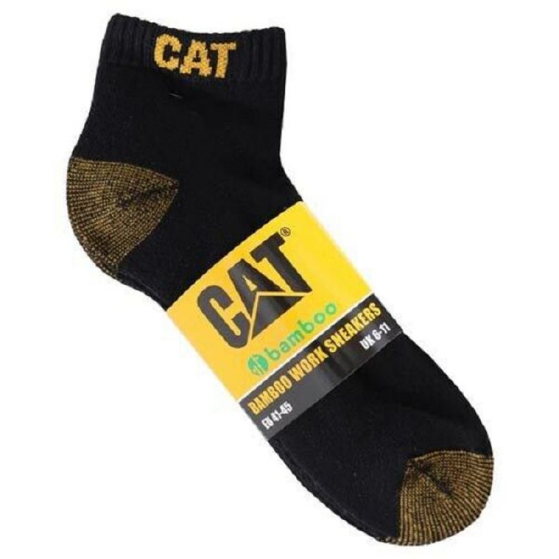 Black Men\'s Caterpillar 5 Pack Bamboo Ankle Socks | 956478-QFK