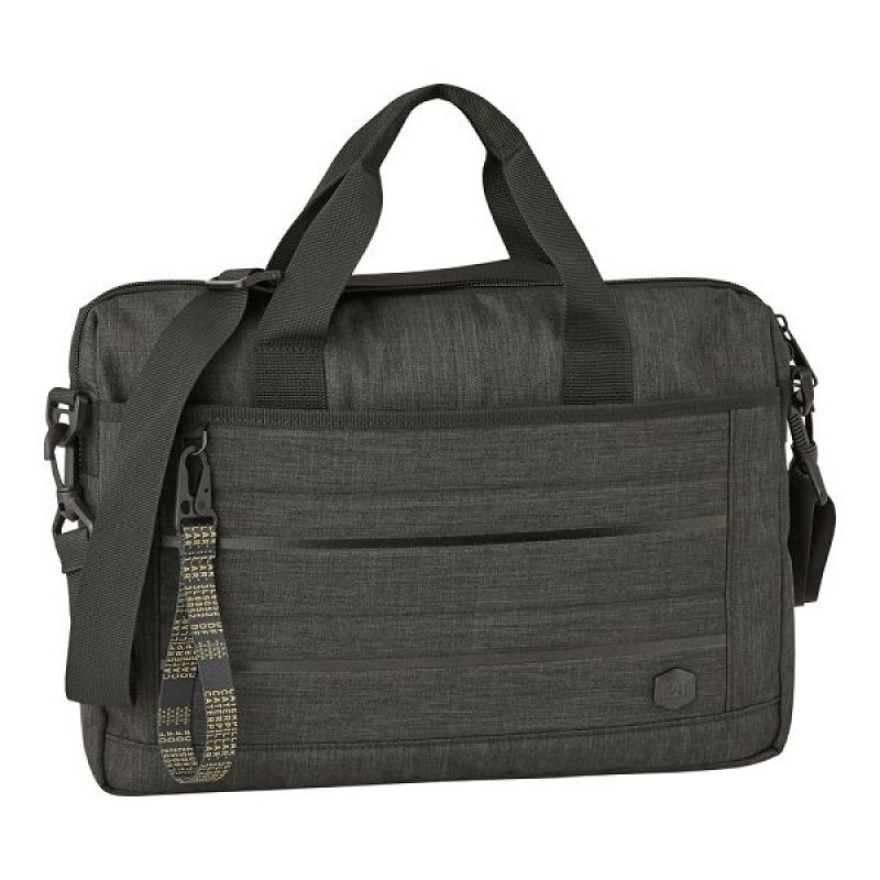 Black Men's Caterpillar B. Holt Slim Briefcase Bags | 268035-CRM