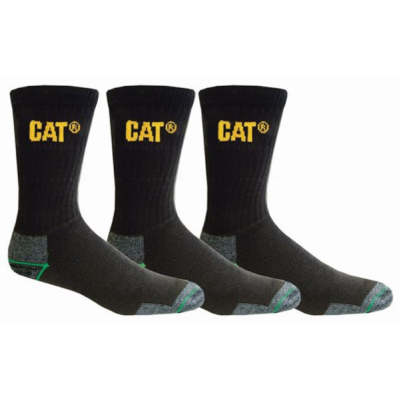 Black Men's Caterpillar Bamboo 3 Pack Socks | 690735-XME