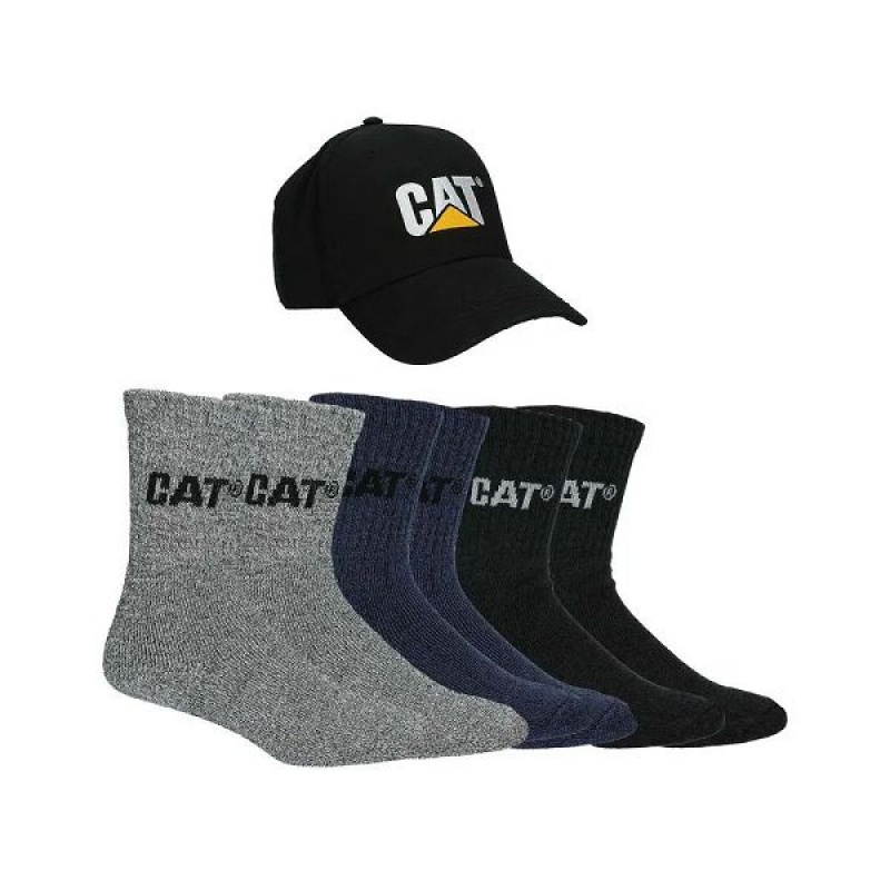 Black Men\'s Caterpillar Cap Sock Bundle Cat Socks | 872059-JBK