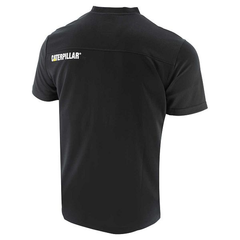 Black Men's Caterpillar Coolmax Short Sleeve Tee T-Shirt | 201897-NLO