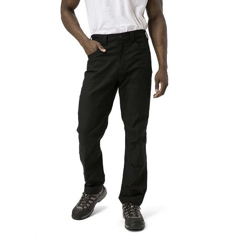 Black Men's Caterpillar Double Front Stretch Canvas Straight Fit Utility Pants | 947801-RUA