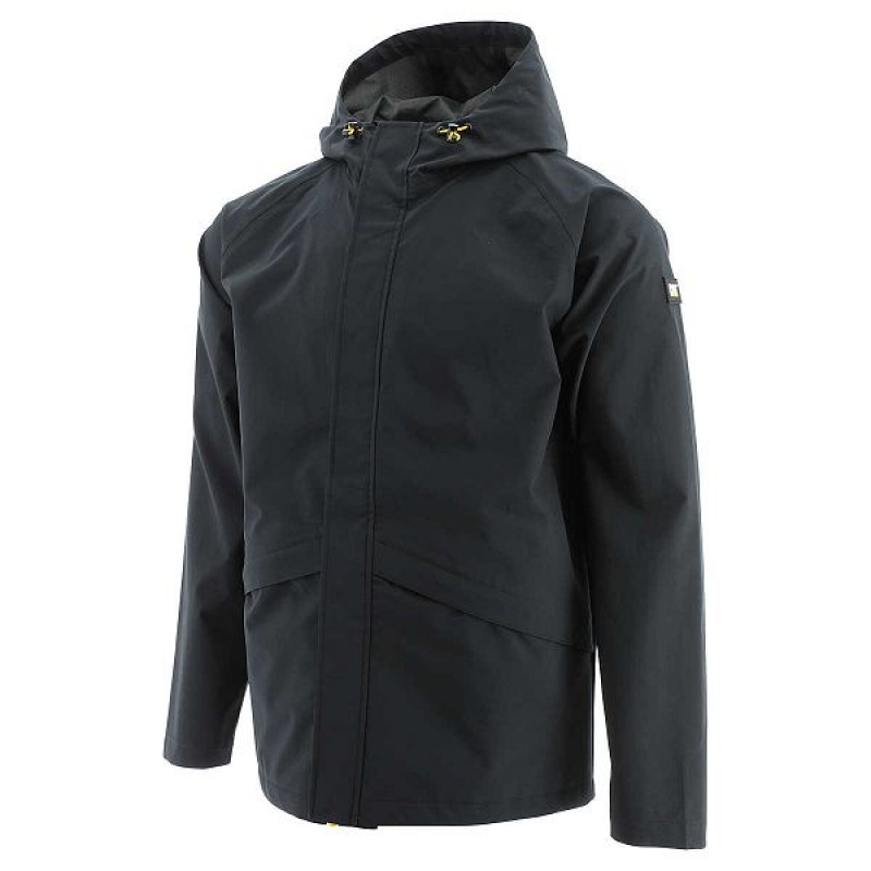 Black Men\'s Caterpillar Essential Rain Jackets | 698125-NBX