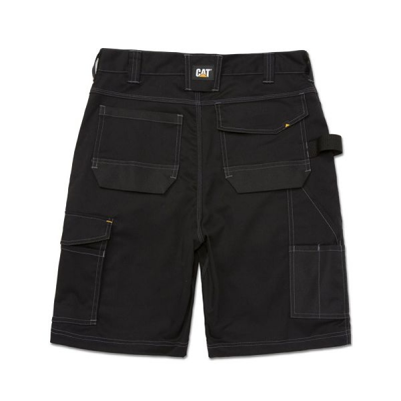 Black Men's Caterpillar Essential Stretch Shorts | 709236-OFD