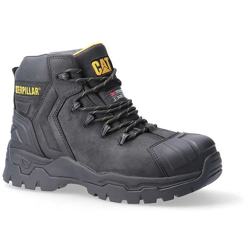 Black Men's Caterpillar Everett Composite Toe S3 Waterproof CI HRO SRC Work Boots | 687943-CXI