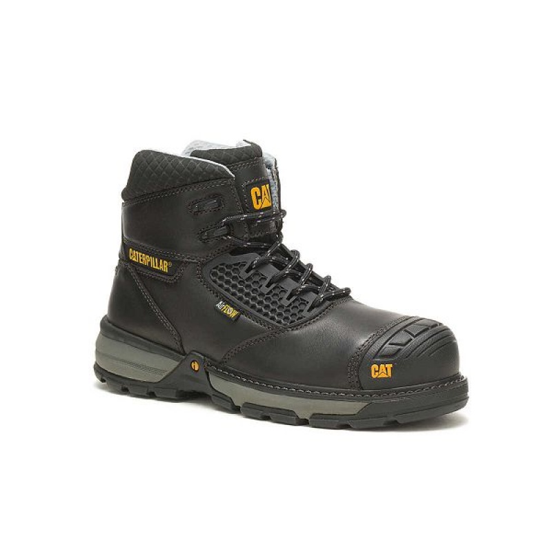 Black Men's Caterpillar Excavator Superlite Cool Carbon Composite Toe Work Boots | 689205-BJQ