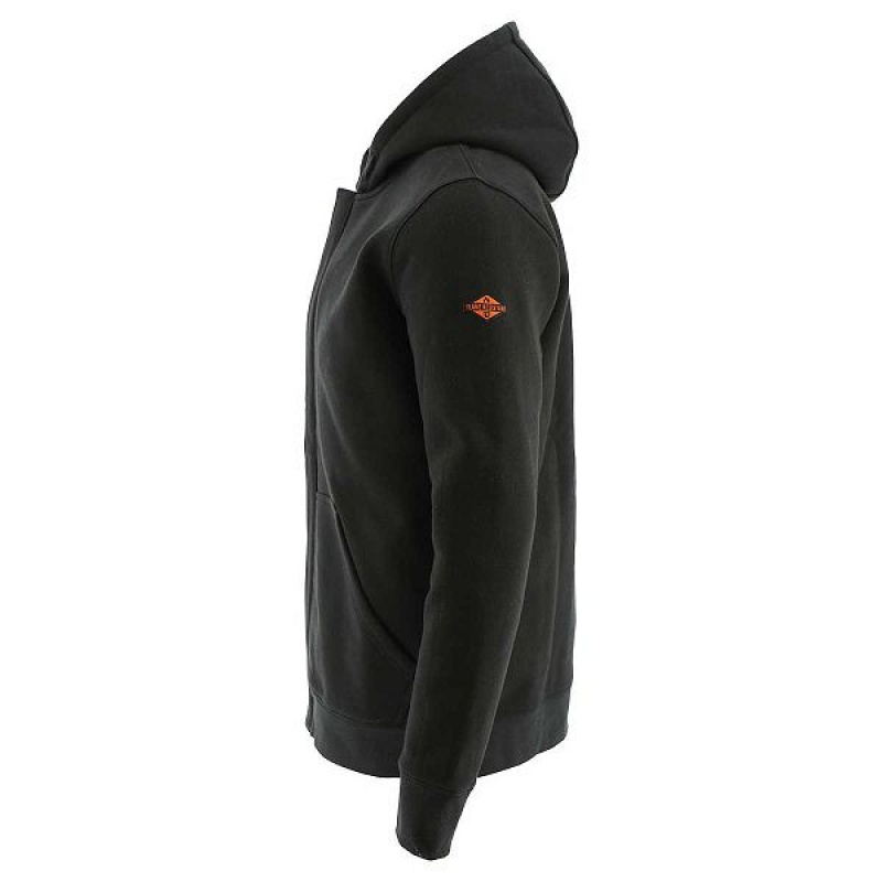 Black Men's Caterpillar Flame Resistant Midweight Full Zip Hoodie | 245378-LQT