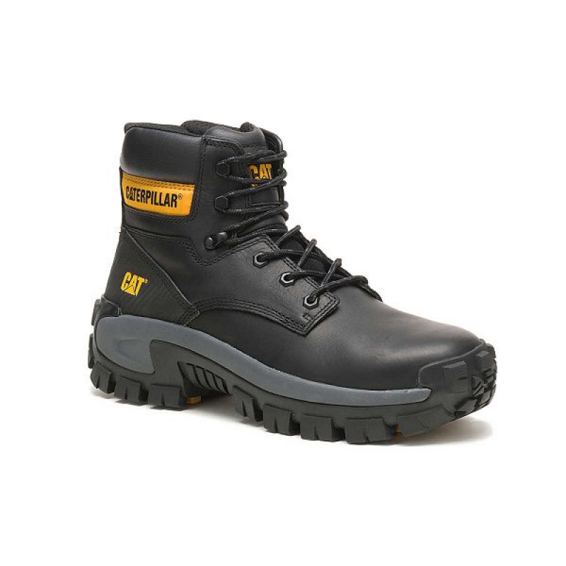 Black Men's Caterpillar Invader Hi Steel Toe Work Boots | 731458-PMC