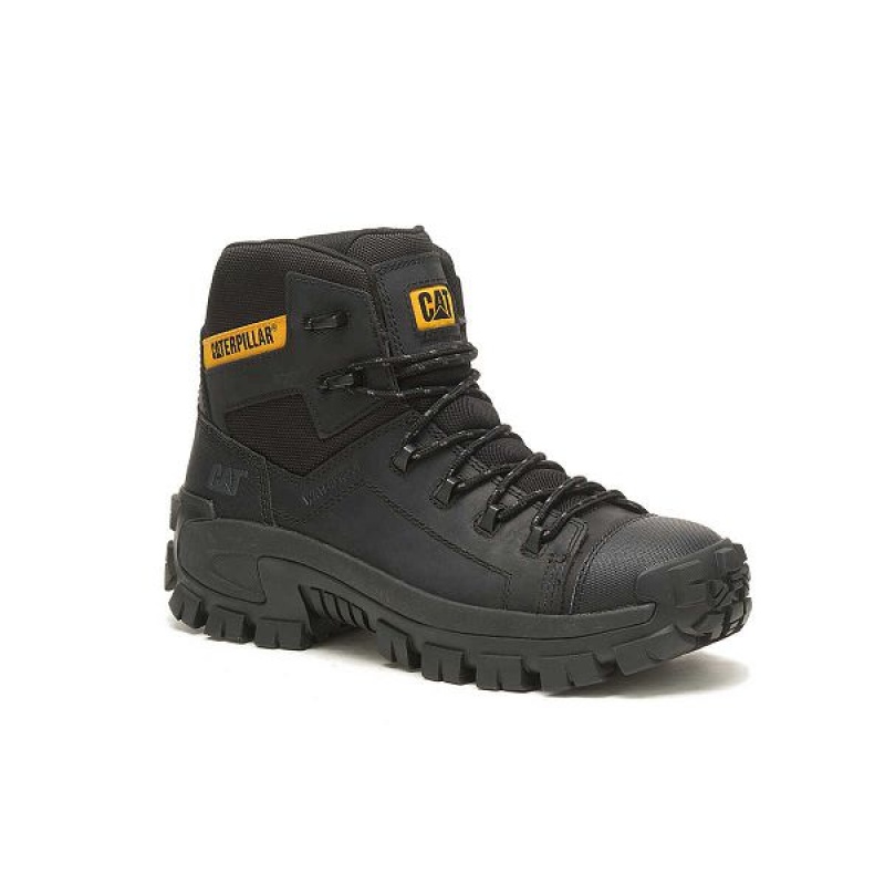 Black Men's Caterpillar Invader Hiker Waterproof Composite Toe Work Boots | 790352-UDN