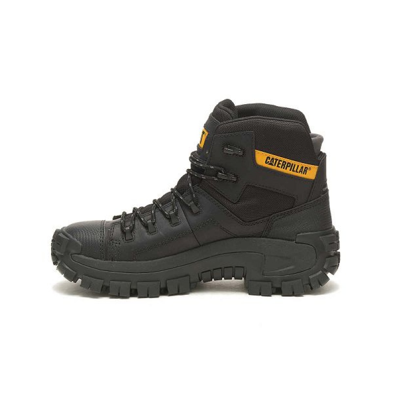 Black Men's Caterpillar Invader Hiker Waterproof Composite Toe Work Boots | 790352-UDN