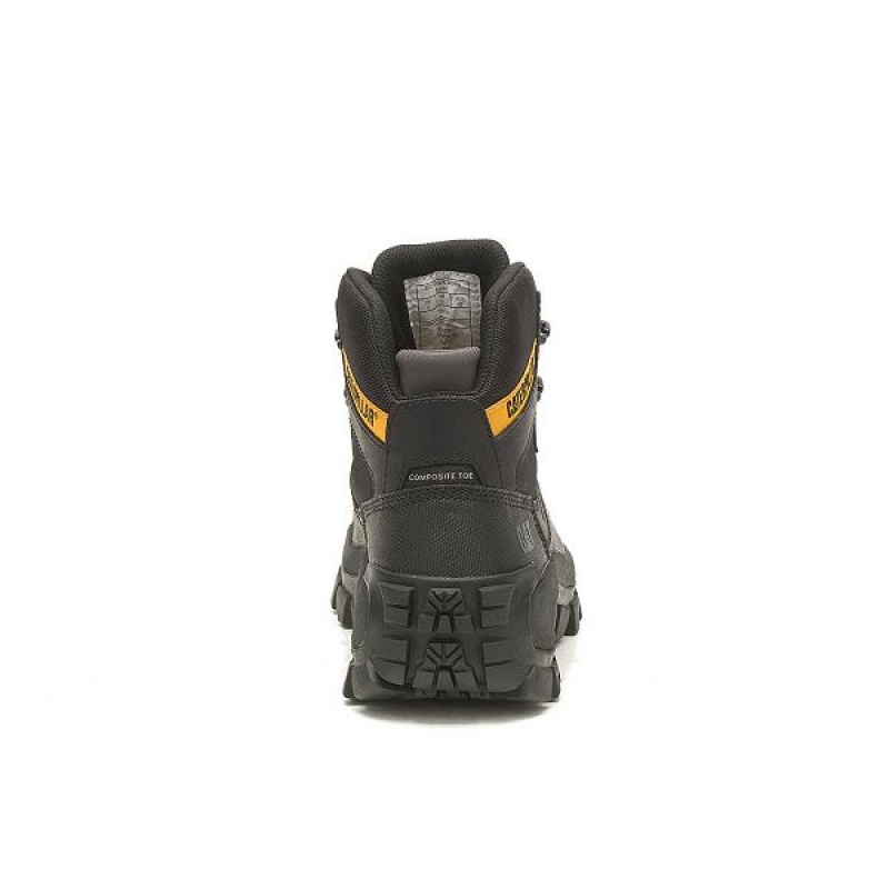 Black Men's Caterpillar Invader Hiker Waterproof Composite Toe Work Boots | 790352-UDN