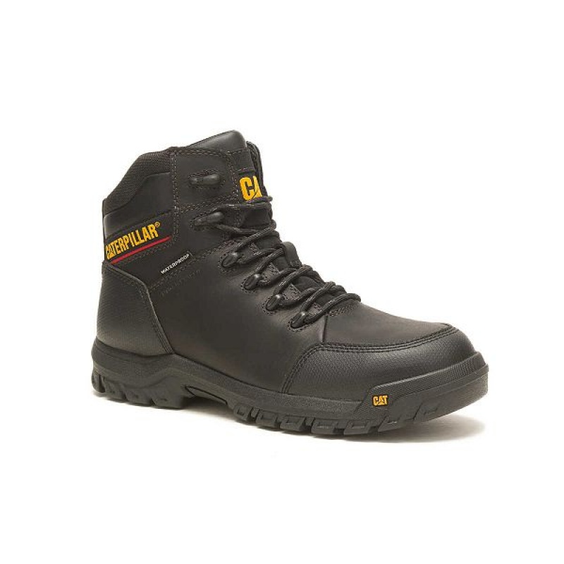 Black Men's Caterpillar Resorption Waterproof Composite Toe Work Boots | 293651-HJL