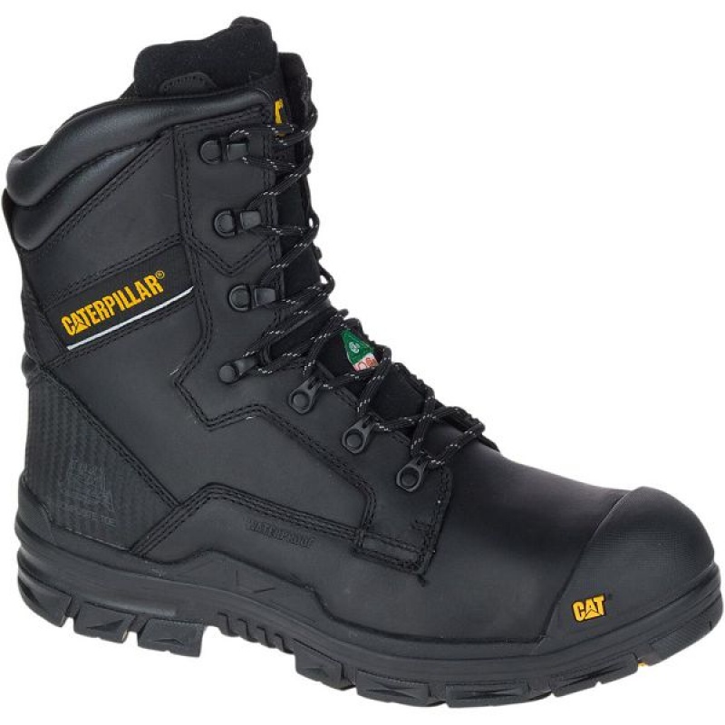 Black Men's Caterpillar Scaffold Waterproof TX Nano Toe CSA Work Boots | 375819-DIT