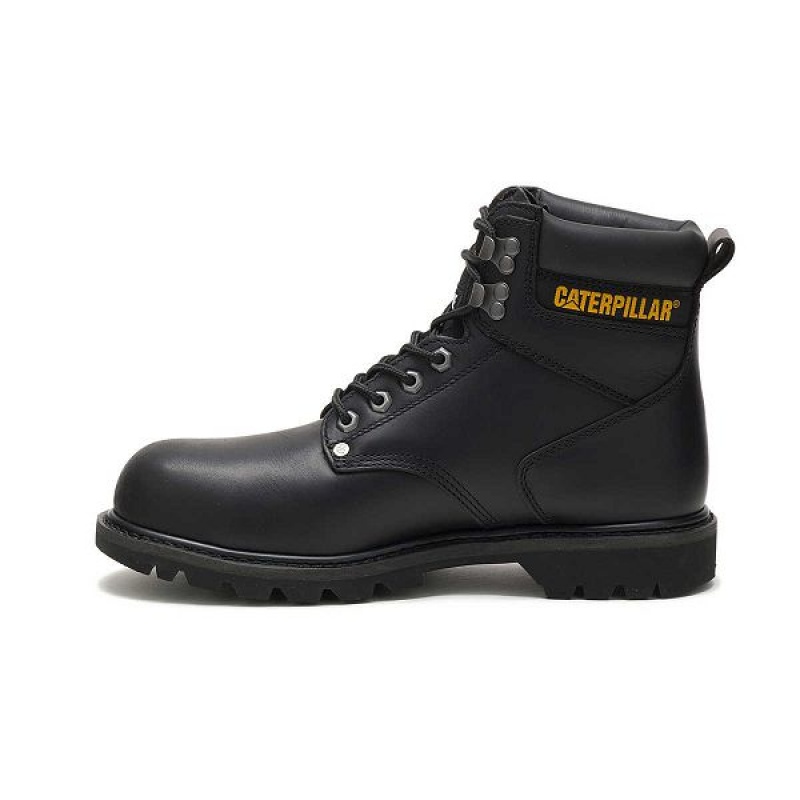 Black Men's Caterpillar Second Shift Steel Toe Work Boots | 692734-ZSM