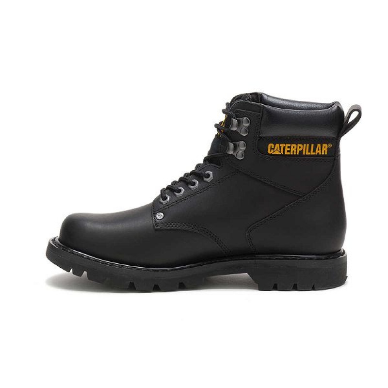 Black Men's Caterpillar Second Shift Work Boots | 416279-FZL