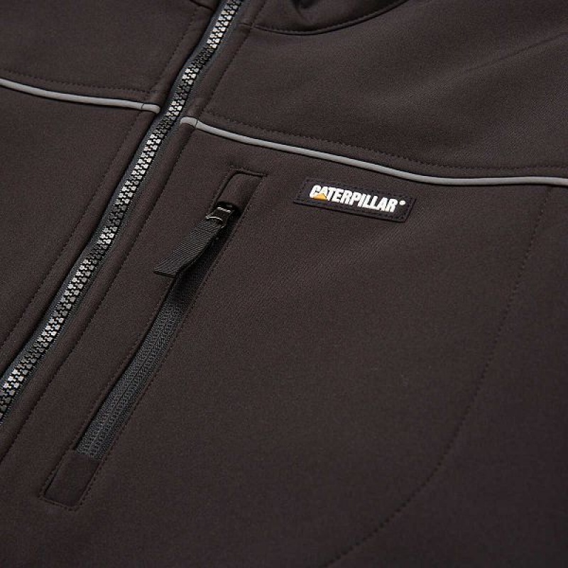 Black Men's Caterpillar Soft Shell Jackets | 093748-BXL