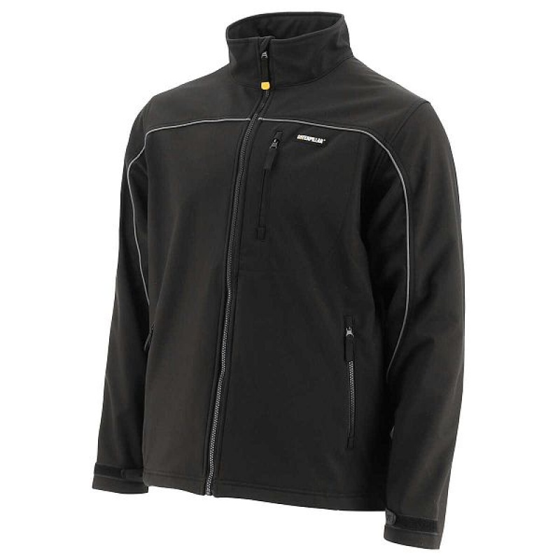 Black Men\'s Caterpillar Soft Shell Jackets | 093748-BXL