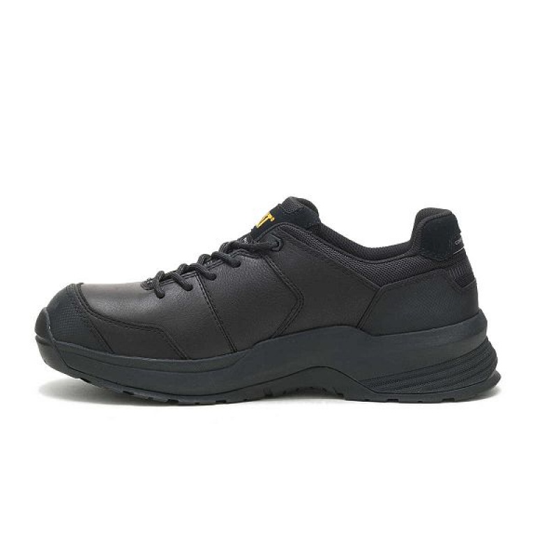 Black Men's Caterpillar Streamline 2.0 Leather Composite Toe Work Shoes | 753062-HPE