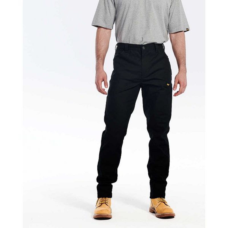 Black Men's Caterpillar Stretch Canvas Utility Pants | 850976-UMK