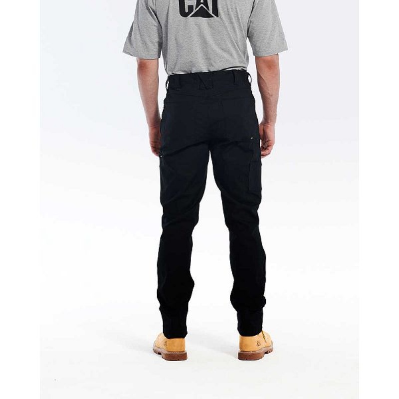 Black Men's Caterpillar Stretch Canvas Utility Pants | 850976-UMK