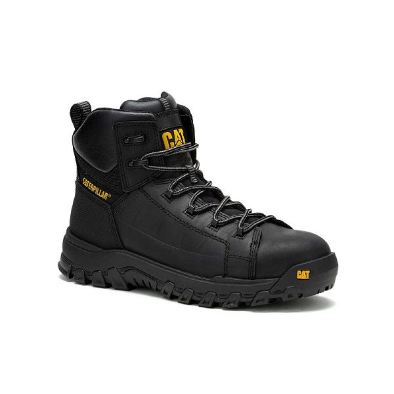 Black Men's Caterpillar Threshold Rebound Waterproof Composite Toe Work Boots | 470281-OWA