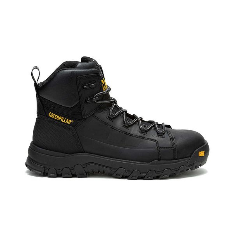 Black Men\'s Caterpillar Threshold Rebound Waterproof Composite Toe Work Boots | 470281-OWA