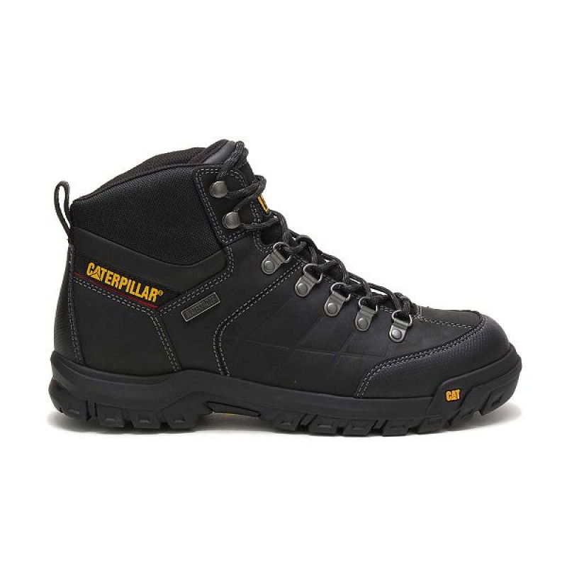 Black Men\'s Caterpillar Threshold Waterproof Work Boots | 159746-PTZ