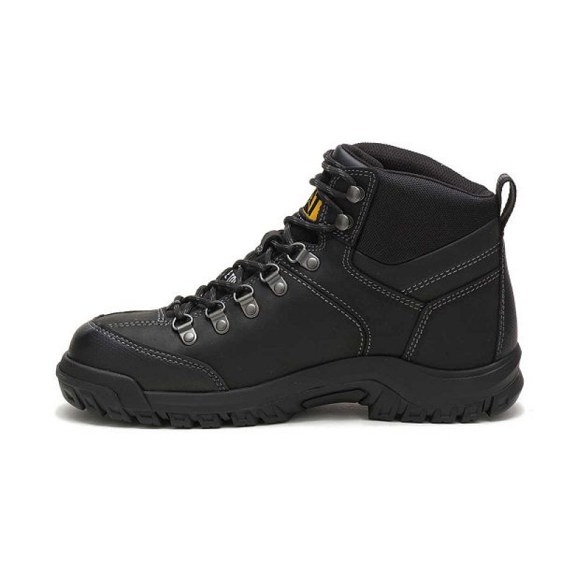 Black Men's Caterpillar Threshold Waterproof Steel Toe Work Boots | 980614-JMB