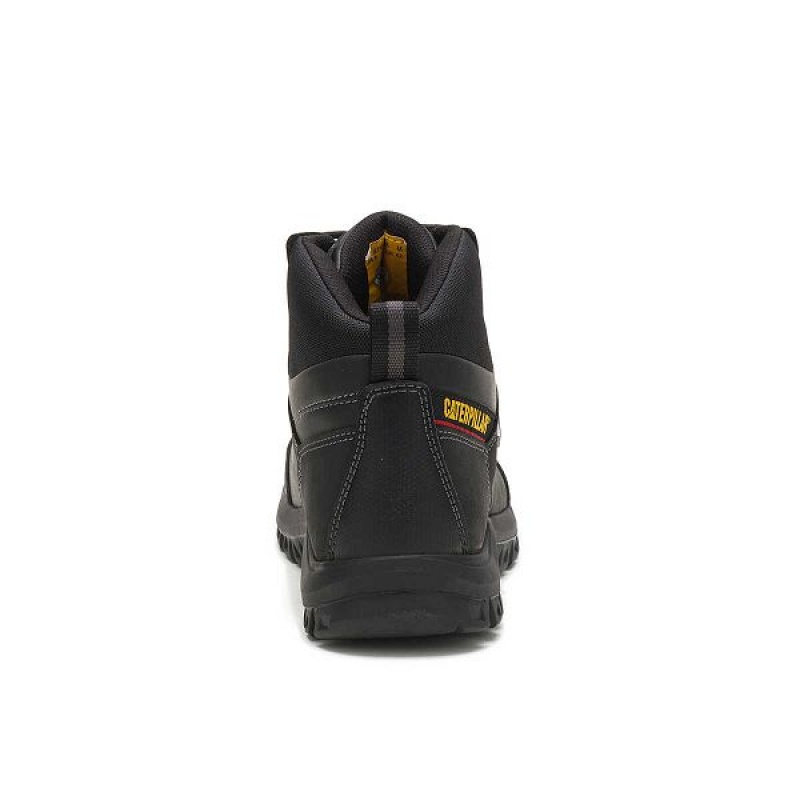 Black Men's Caterpillar Threshold Waterproof Steel Toe Work Boots | 980614-JMB