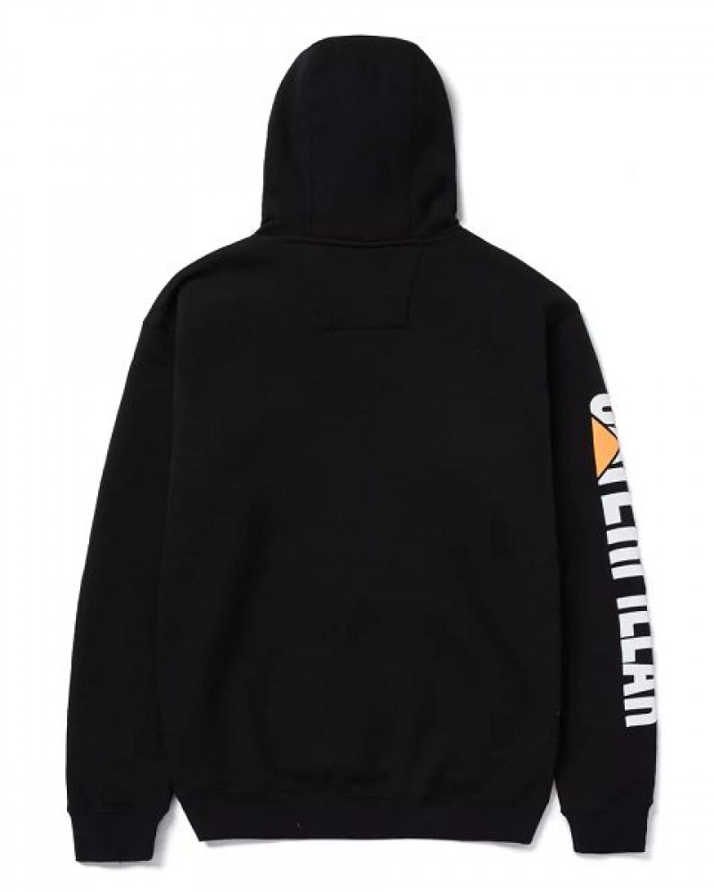 Black Men's Caterpillar Trademark Banner Hoodie | 296813-JHB