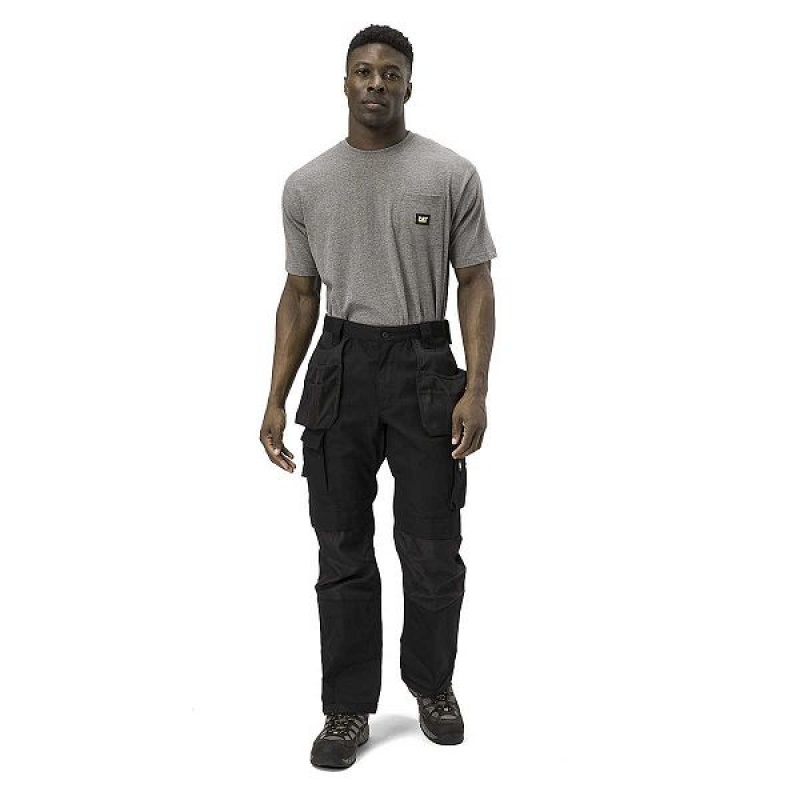 Black Men's Caterpillar Trademark Trouser Pants | 143968-DXI