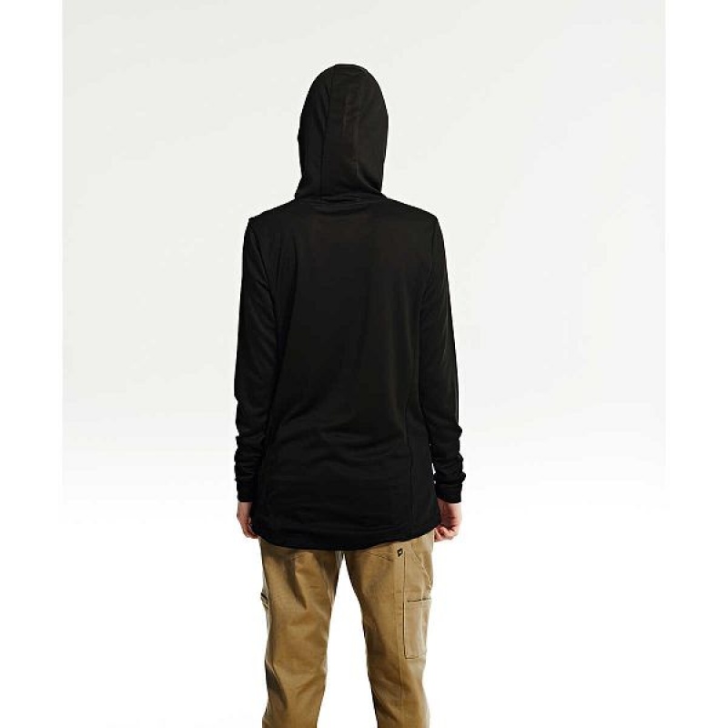 Black Women's Caterpillar Coolmax Lightweight Pullover Hoodie | 163490-HJM