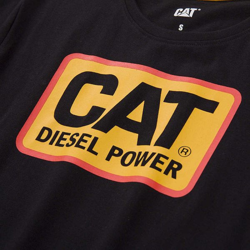 Black Women's Caterpillar Diesel Power Tee T-Shirt | 681073-KML