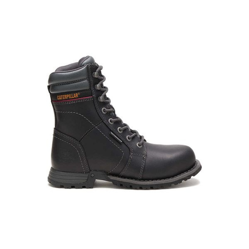 Black Women\'s Caterpillar Echo Waterproof Steel Toe Work Boots | 961740-ODN