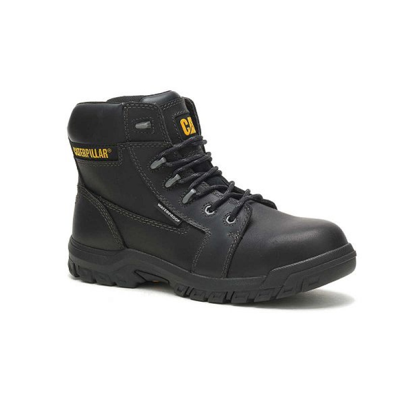 Black Women's Caterpillar Resorption Waterproof Composite Toe Work Boots | 135298-VAD