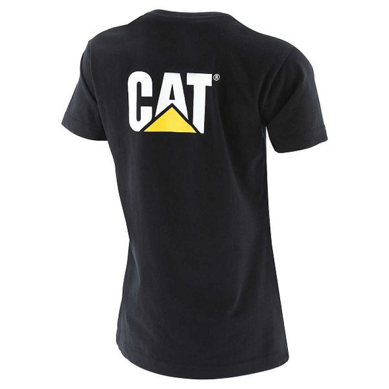 Black Women's Caterpillar Trademark Tee T-Shirt | 496210-CZT