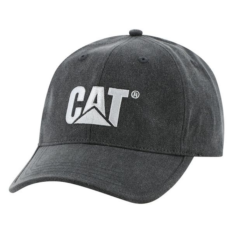 Black / White Women\'s Caterpillar Foundation Contrast Logo Hats | 312879-EKT